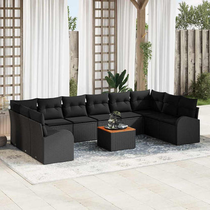 Set Divano da Giardino con archiviazione 11 pcs Nero polyrattan | homemem39