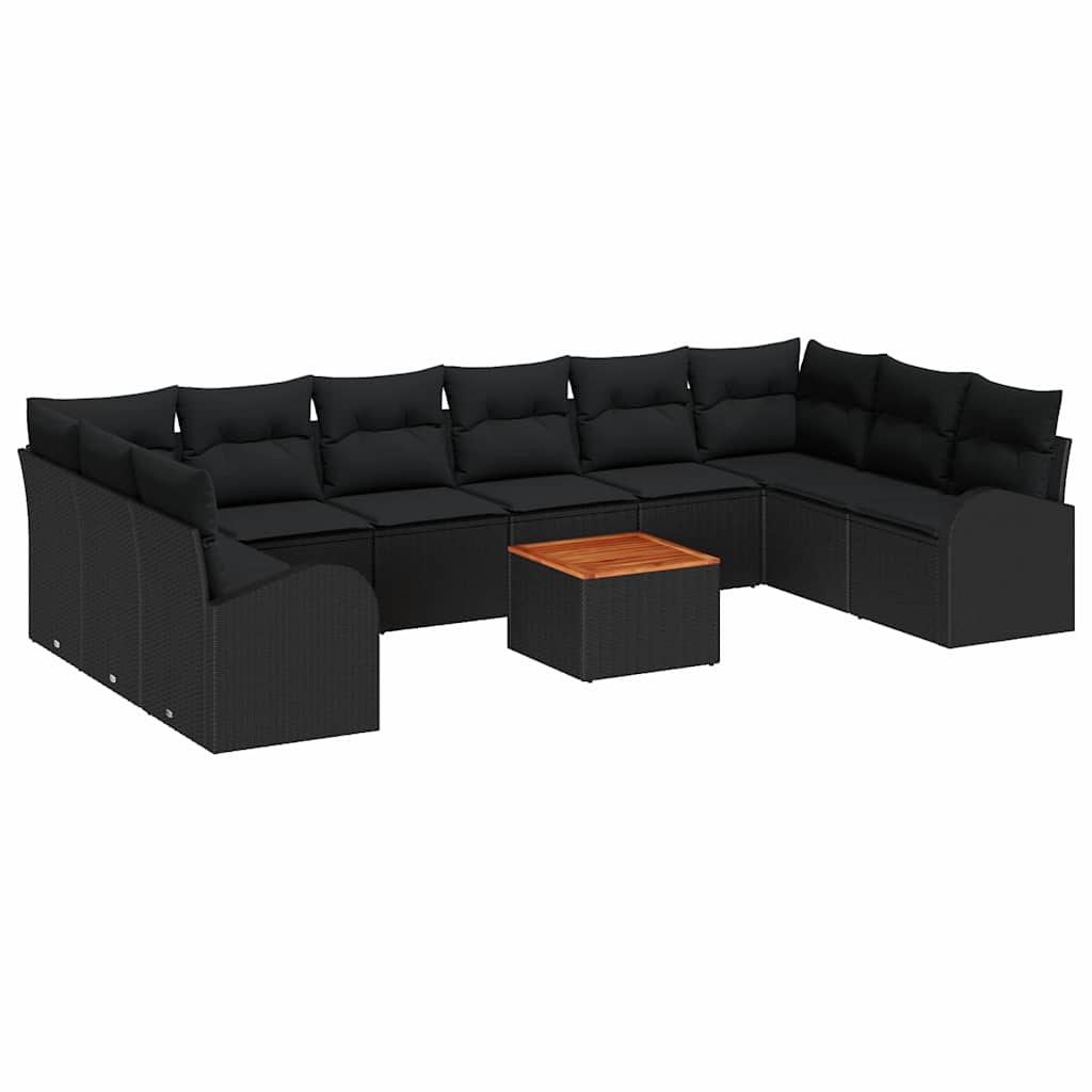 Set Divano da Giardino con archiviazione 11 pcs Nero polyrattan | homemem39
