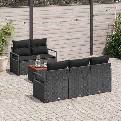 Set Divano da Giardino con archiviazione 6 pcs Nero polyrattan | homemem39
