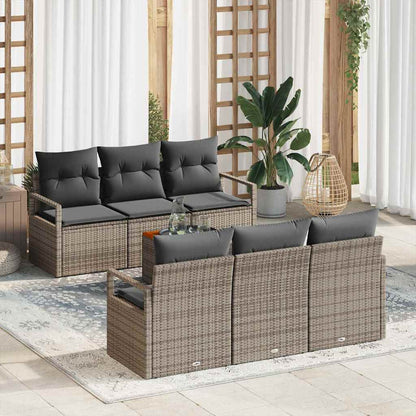 Set Divano da Giardino 7 pcs Grigio polyrattan | homemem39