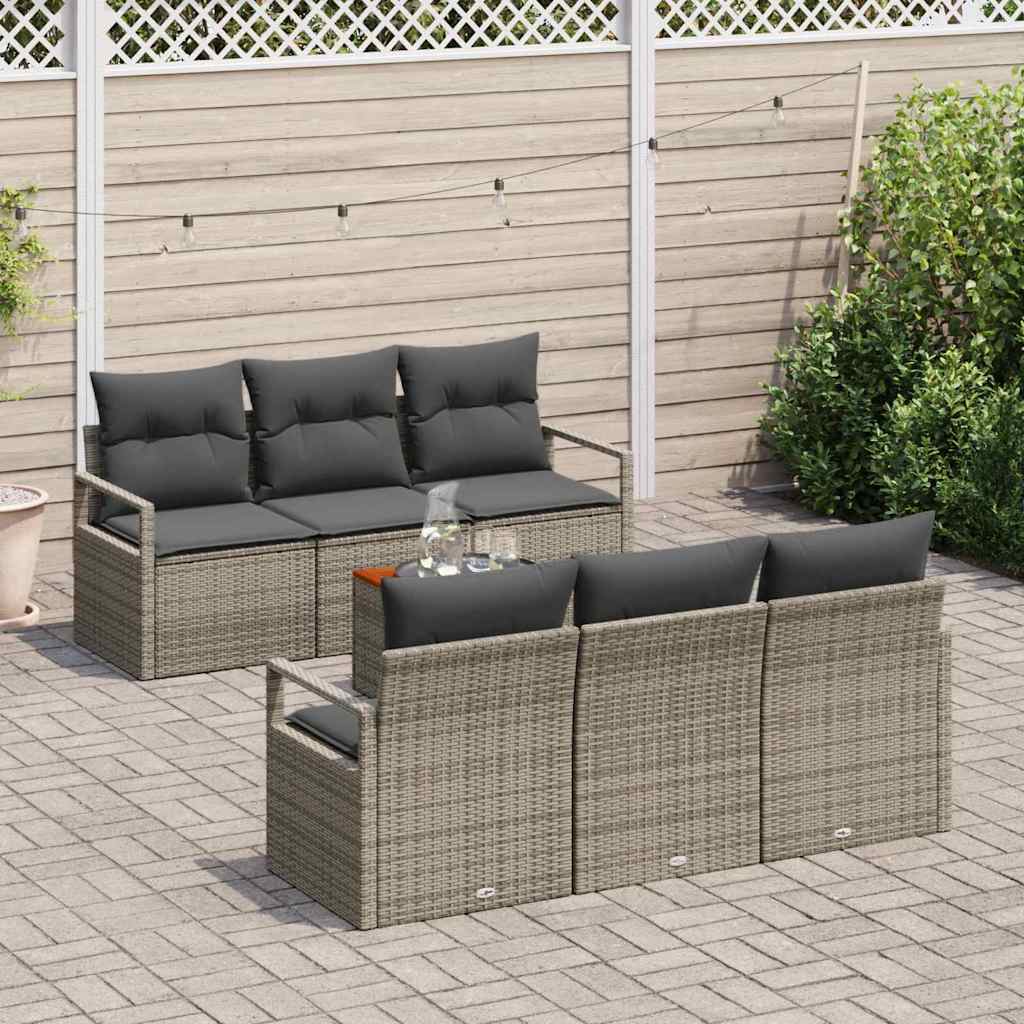 Set Divano da Giardino 7 pcs Grigio polyrattan | homemem39