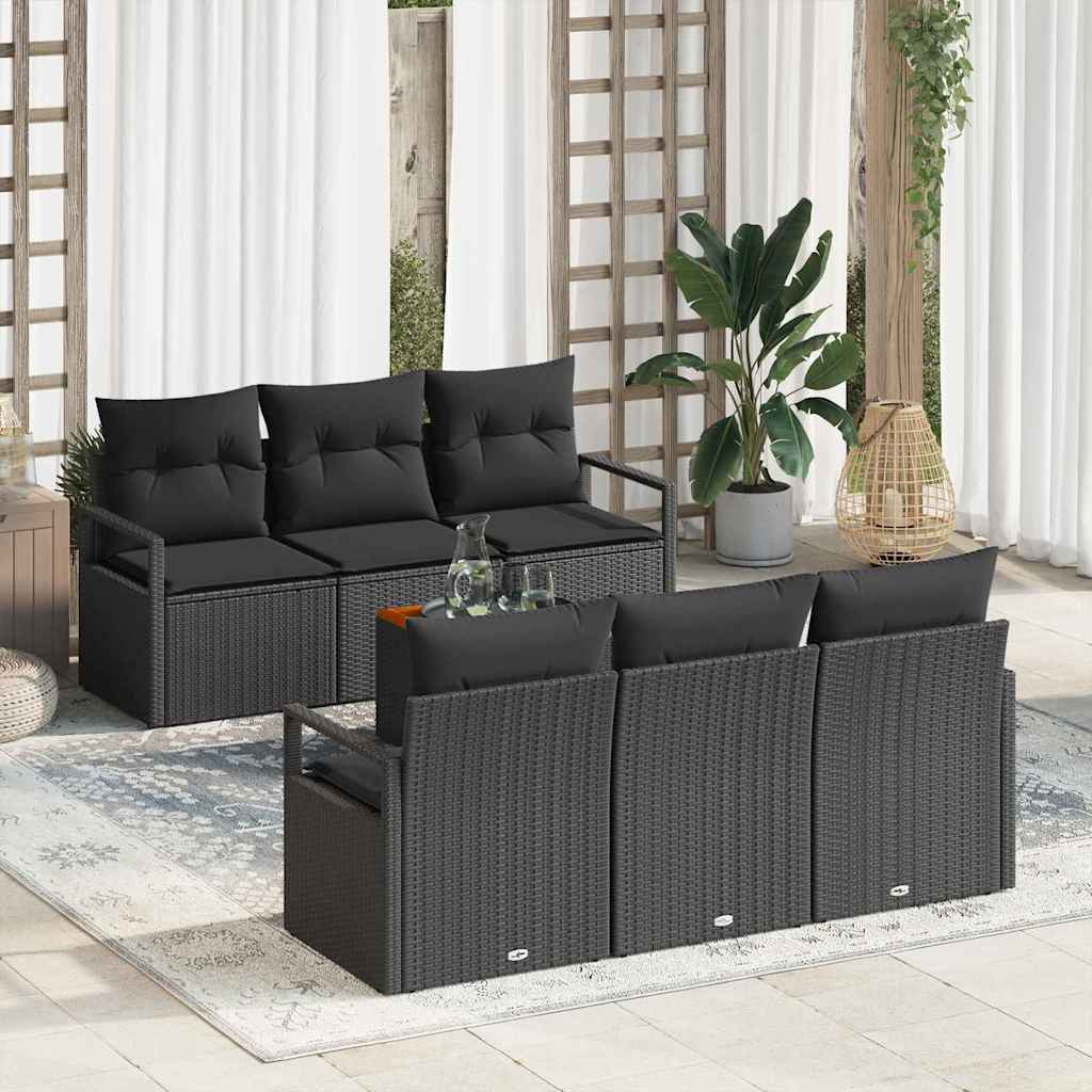 Set Divano da Giardino con archiviazione 7 pcs Nero polyrattan | homemem39