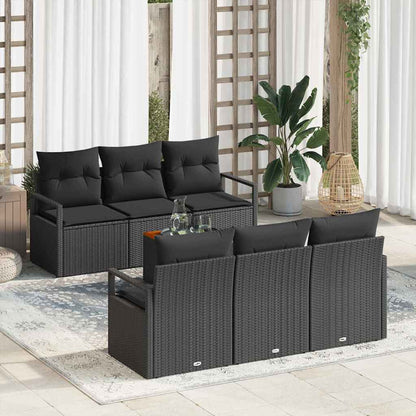Set Divano da Giardino con archiviazione 7 pcs Nero polyrattan | homemem39