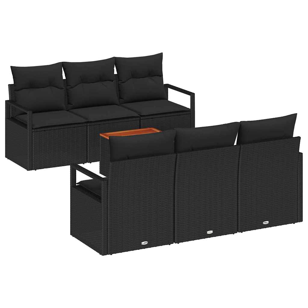 Set Divano da Giardino con archiviazione 7 pcs Nero polyrattan | homemem39