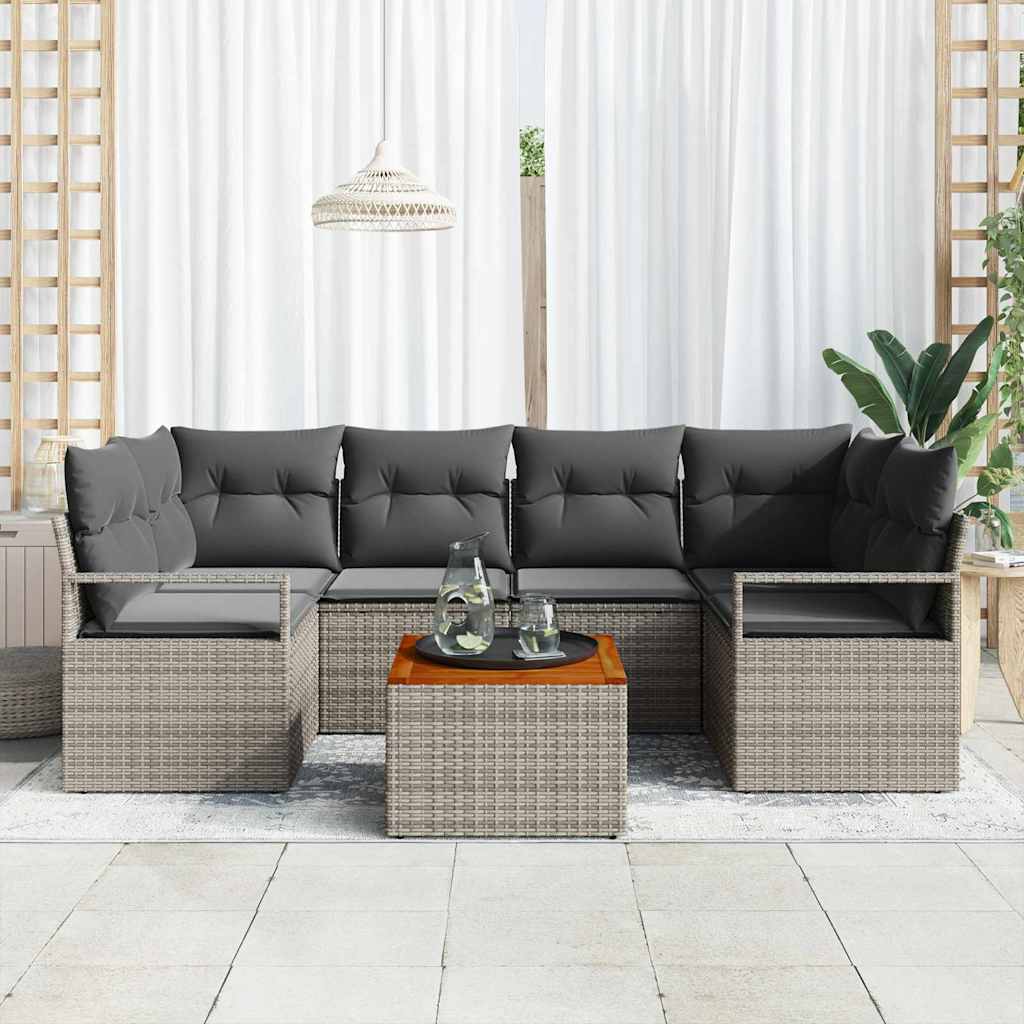 Set Divano da Giardino 7 pcs Grigio polyrattan | homemem39