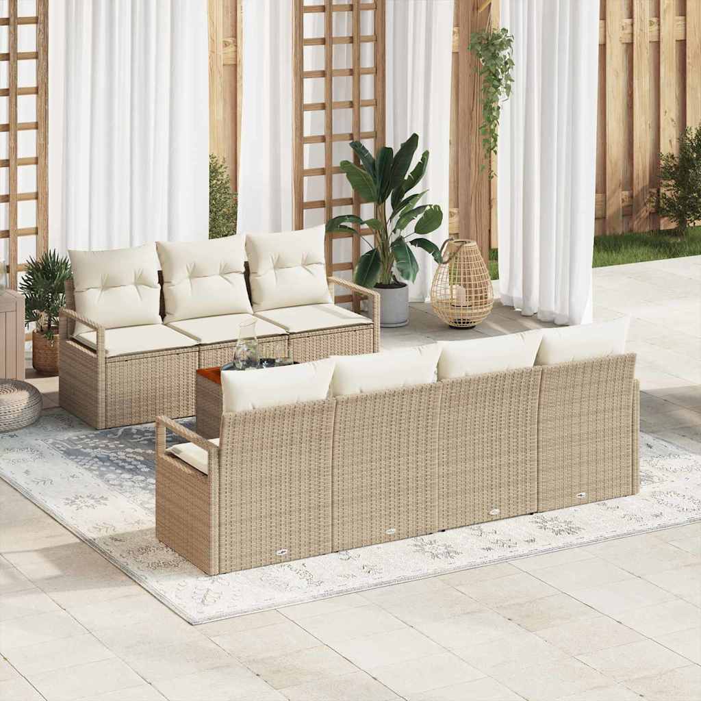 Set Divano da Giardino 8 pcs Beige e Crema polyrattan | homemem39