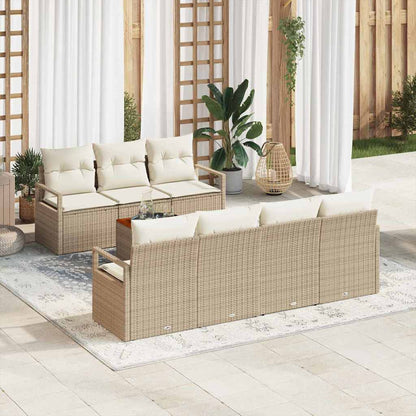 Set Divano da Giardino 8 pcs Beige e Crema polyrattan | homemem39