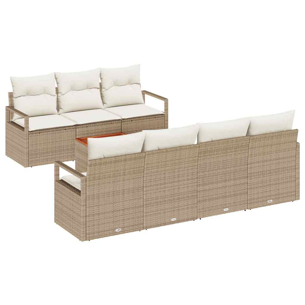 Set Divano da Giardino 8 pcs Beige e Crema polyrattan | homemem39