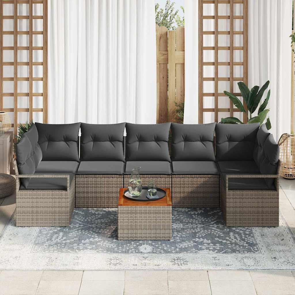 Set Divano da Giardino 8 pcs Grigio polyrattan | homemem39