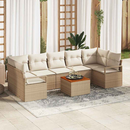 Set Divano da Giardino 8 pcs Beige e Crema polyrattan | homemem39