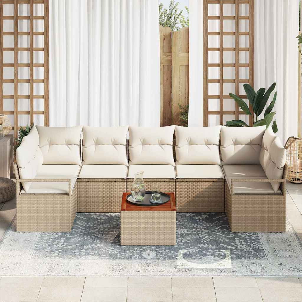 Set Divano da Giardino 8 pcs Beige e Crema polyrattan | homemem39
