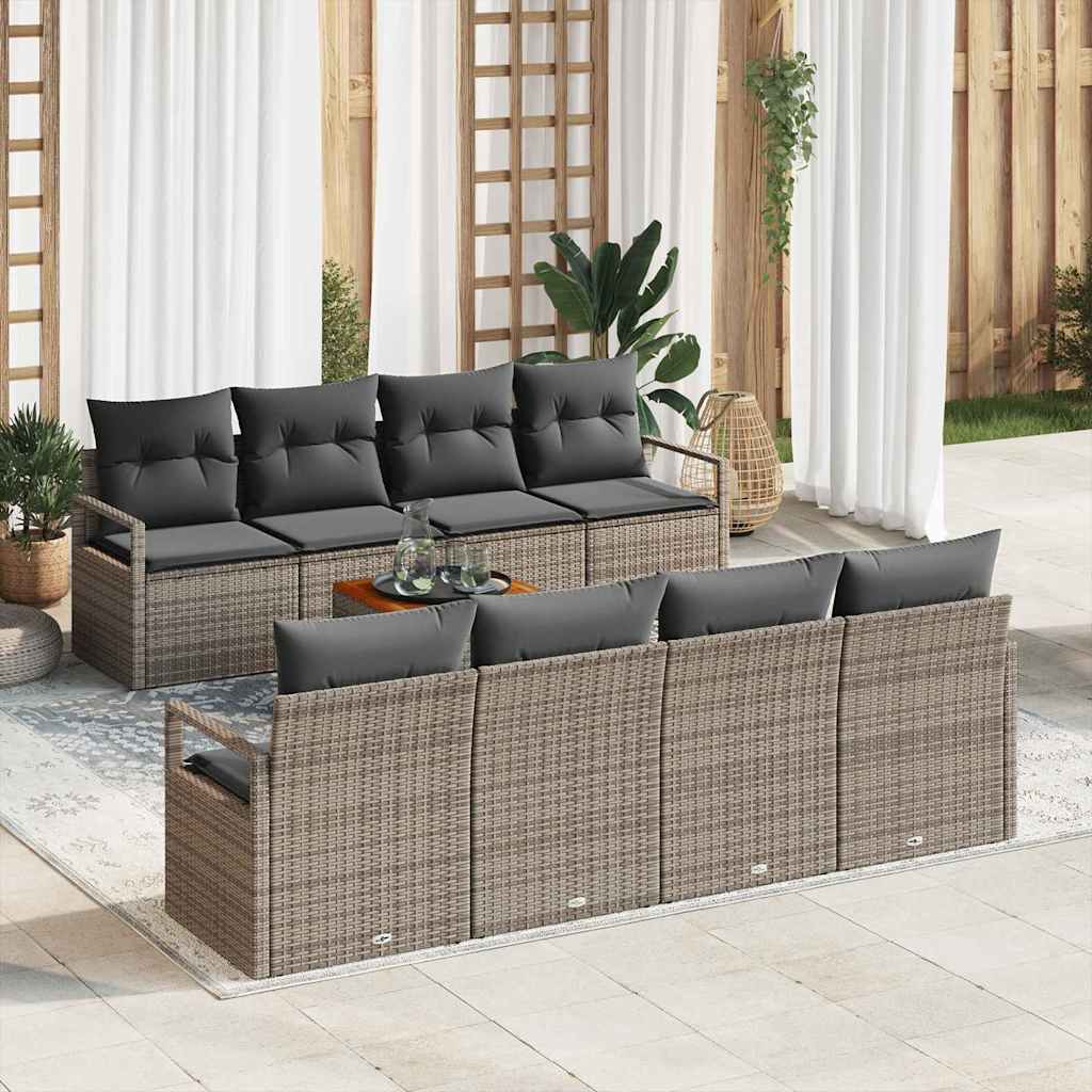 Set Divano da Giardino 9 pcs Grigio polyrattan | homemem39