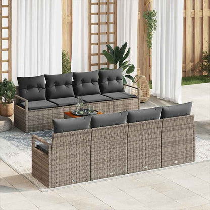 Set Divano da Giardino 9 pcs Grigio polyrattan | homemem39