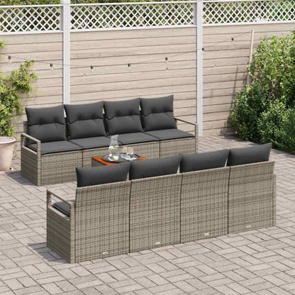 Set Divano da Giardino 9 pcs Grigio polyrattan | homemem39