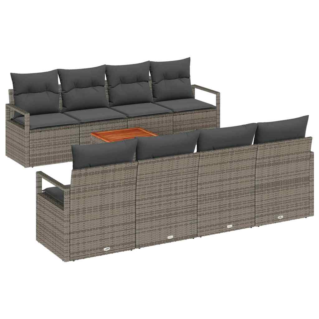 Set Divano da Giardino 9 pcs Grigio polyrattan | homemem39