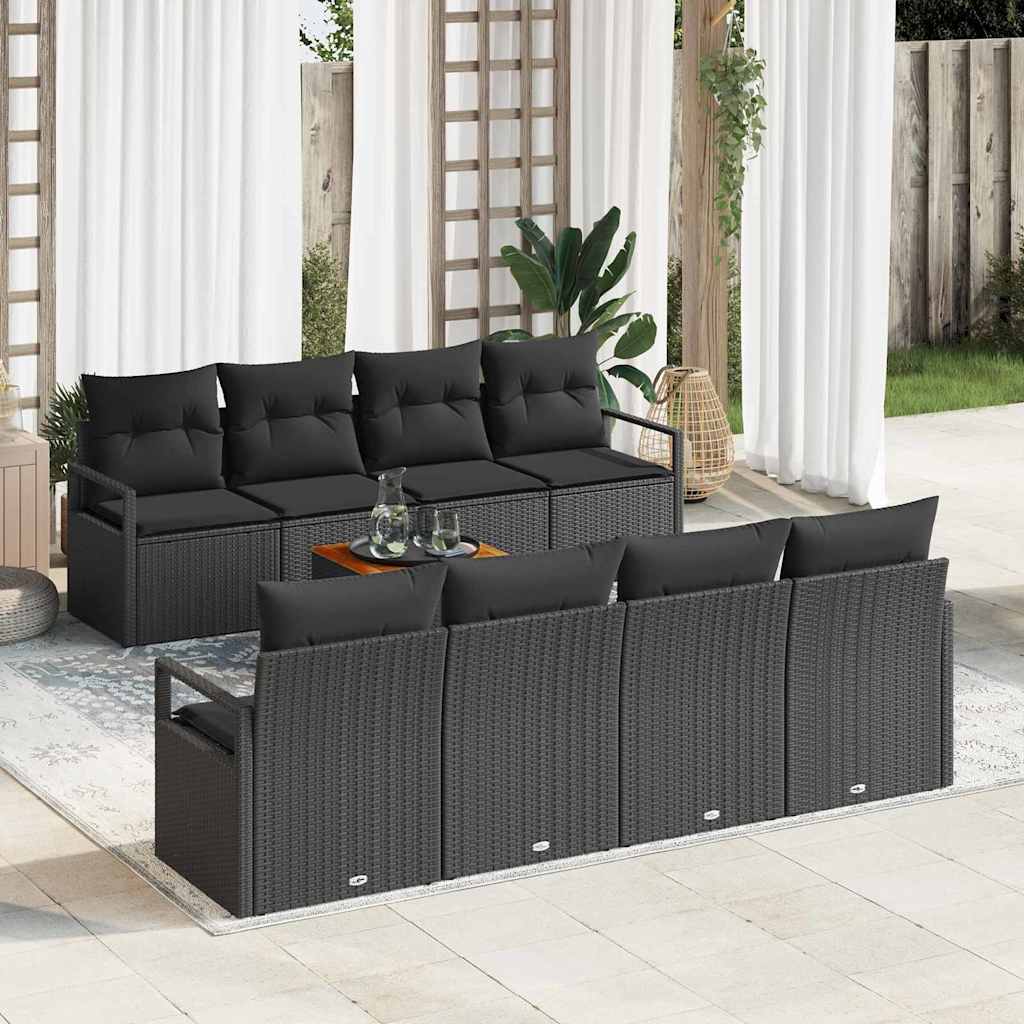 Set Divano da Giardino con archiviazione 9 pcs Nero polyrattan | homemem39