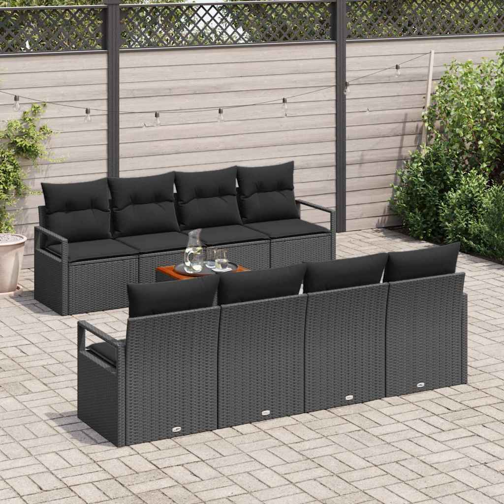 Set Divano da Giardino con archiviazione 9 pcs Nero polyrattan | homemem39
