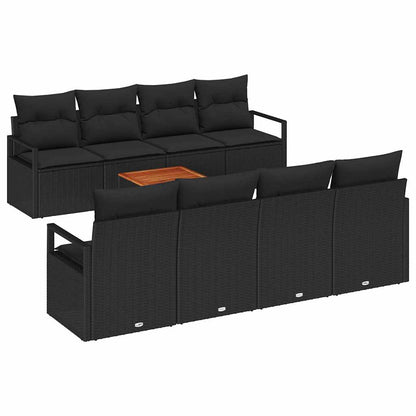 Set Divano da Giardino con archiviazione 9 pcs Nero polyrattan | homemem39