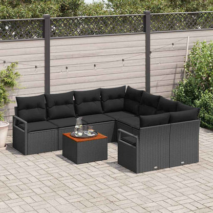 Set Divano da Giardino con archiviazione 9 pcs Nero polyrattan | homemem39