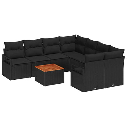 Set Divano da Giardino con archiviazione 9 pcs Nero polyrattan | homemem39
