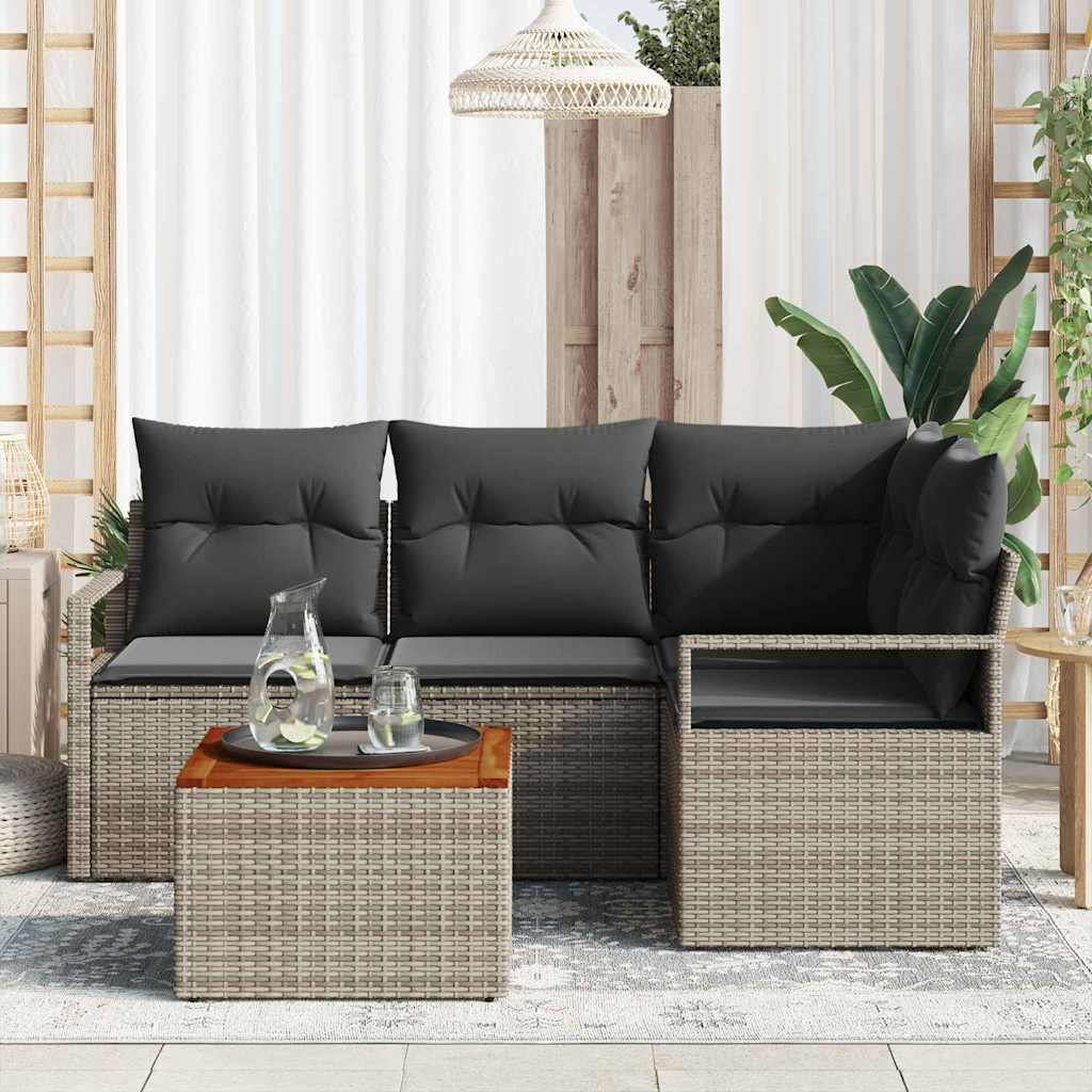 Set Divano da Giardino 5 pcs Grigio polyrattan