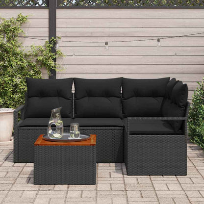 Set Divano da Giardino con archiviazione 5 pcs Nero polyrattan | homemem39