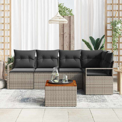 Set Divano da Giardino 6 pcs Grigio polyrattan | homemem39