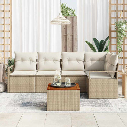 Set Divano da Giardino 6 pcs Beige e Crema polyrattan | homemem39