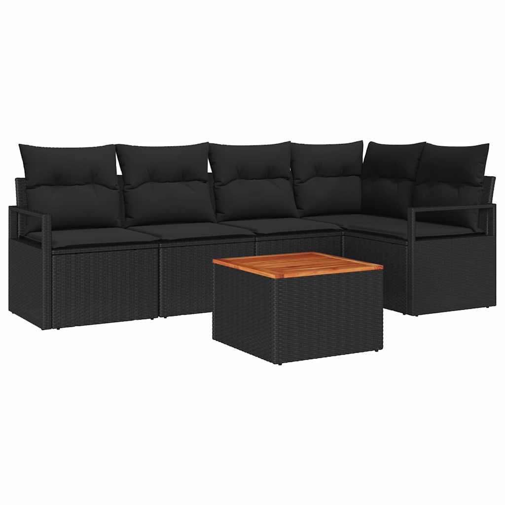Set Divano da Giardino con archiviazione 6 pcs Nero polyrattan | homemem39
