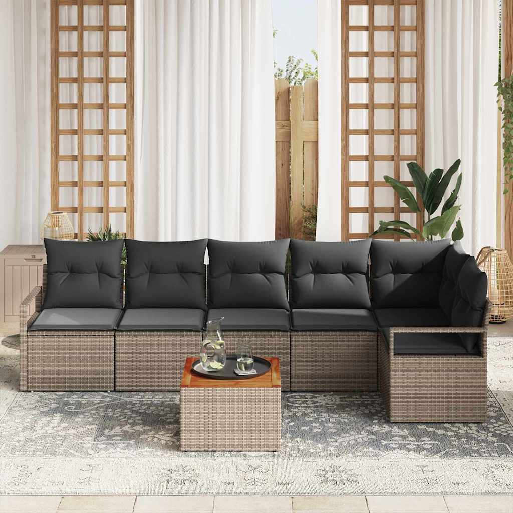 Set Divano da Giardino 7 pcs Grigio polyrattan | homemem39