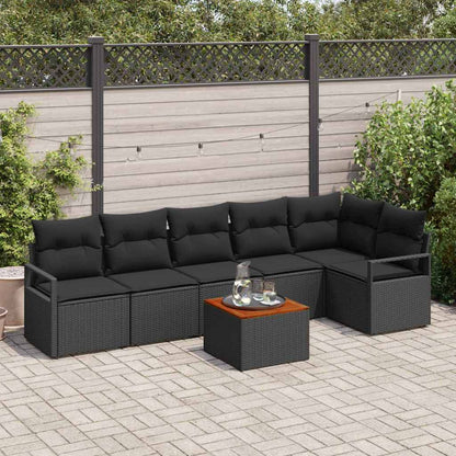 Set Divano da Giardino con archiviazione 7 pcs Nero polyrattan | homemem39