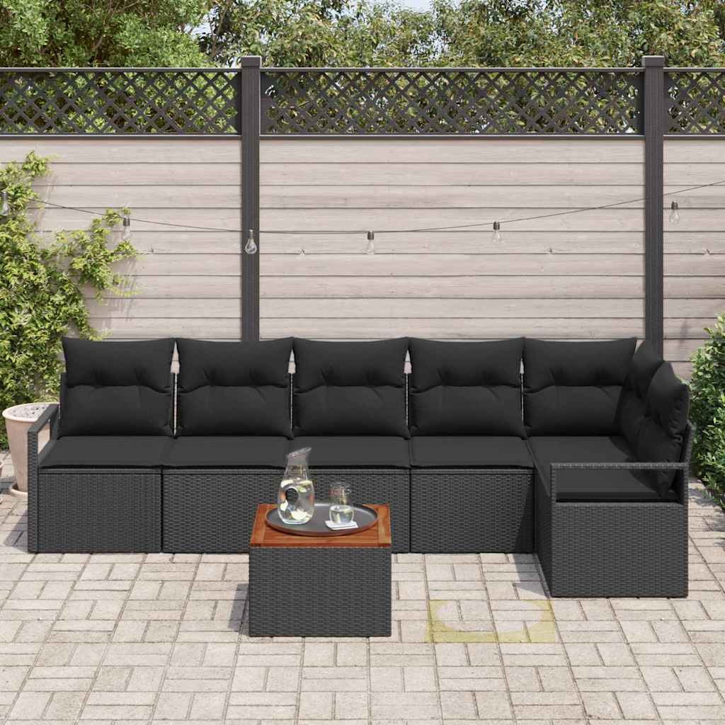 Set Divano da Giardino con archiviazione 7 pcs Nero polyrattan | homemem39