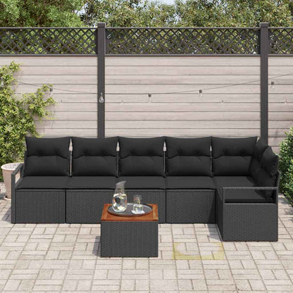 Set Divano da Giardino con archiviazione 7 pcs Nero polyrattan | homemem39