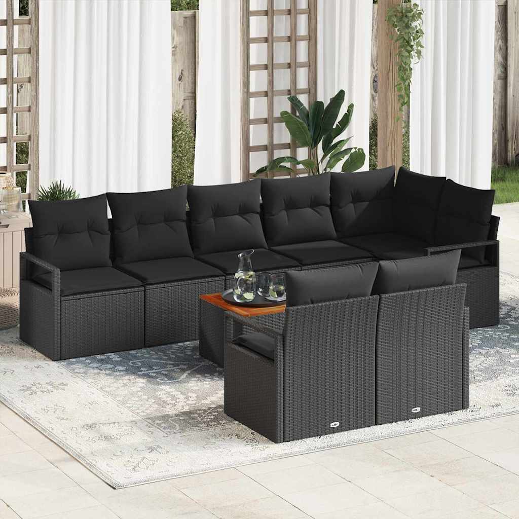 Set Divano da Giardino con archiviazione 9 pcs Nero polyrattan | homemem39