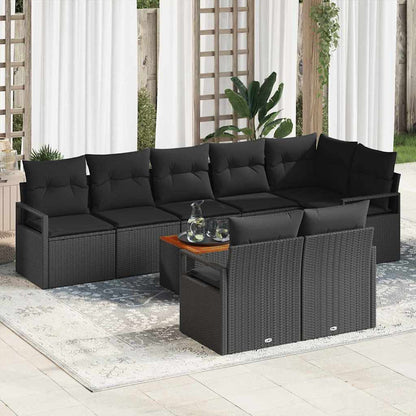 Set Divano da Giardino con archiviazione 9 pcs Nero polyrattan | homemem39