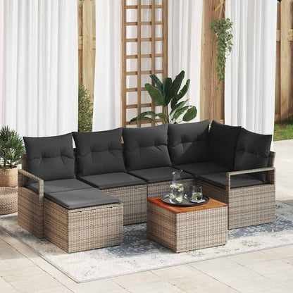 Set Divano da Giardino 7 pcs Grigio polyrattan | homemem39
