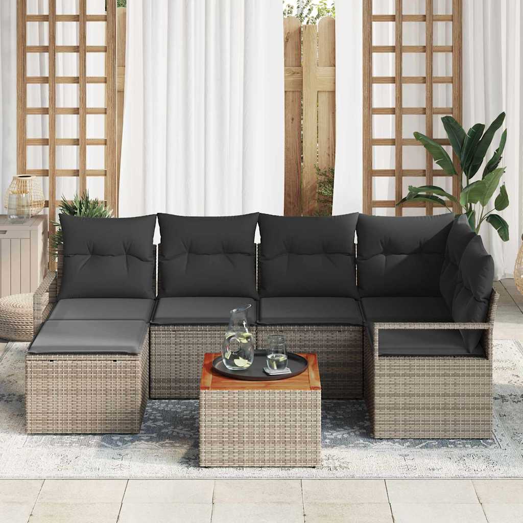Set Divano da Giardino 7 pcs Grigio polyrattan | homemem39
