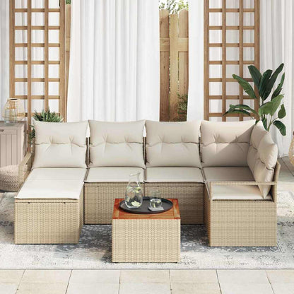 Set Divano da Giardino 7 pcs Beige e Crema polyrattan | homemem39