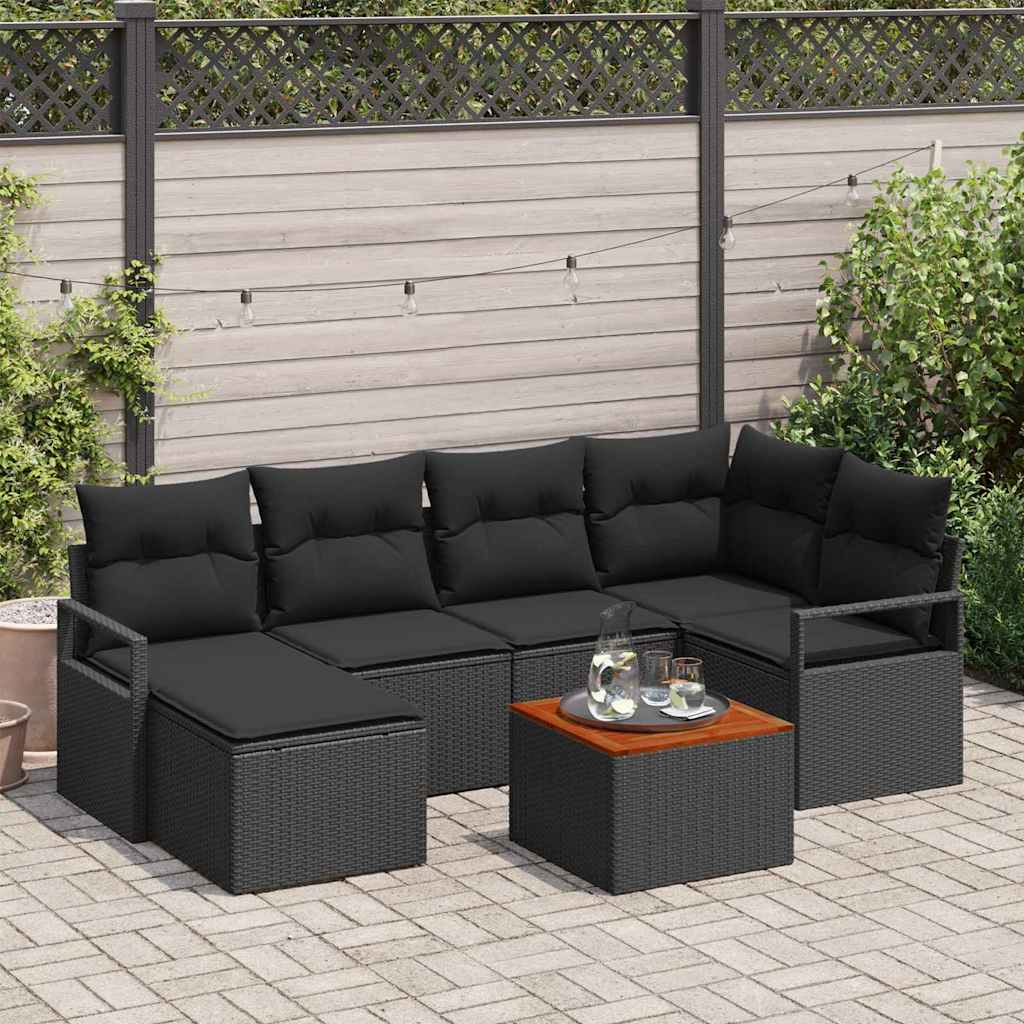 Set Divano da Giardino con archiviazione 7 pcs Nero polyrattan | homemem39