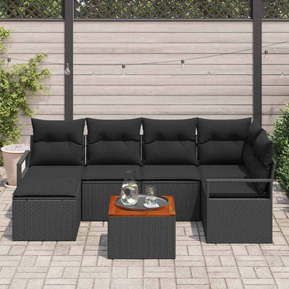 Set Divano da Giardino con archiviazione 7 pcs Nero polyrattan | homemem39