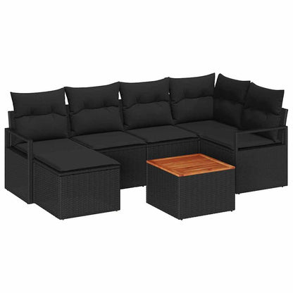 Set Divano da Giardino con archiviazione 7 pcs Nero polyrattan | homemem39