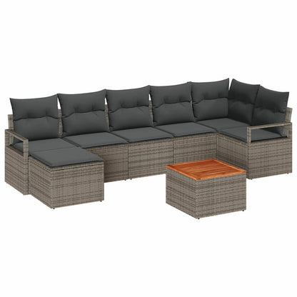 Set Divano da Giardino 8 pcs Grigio polyrattan