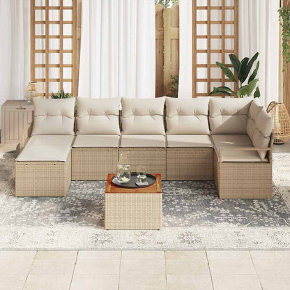 Set Divano da Giardino 8 pcs Beige e Crema polyrattan | homemem39