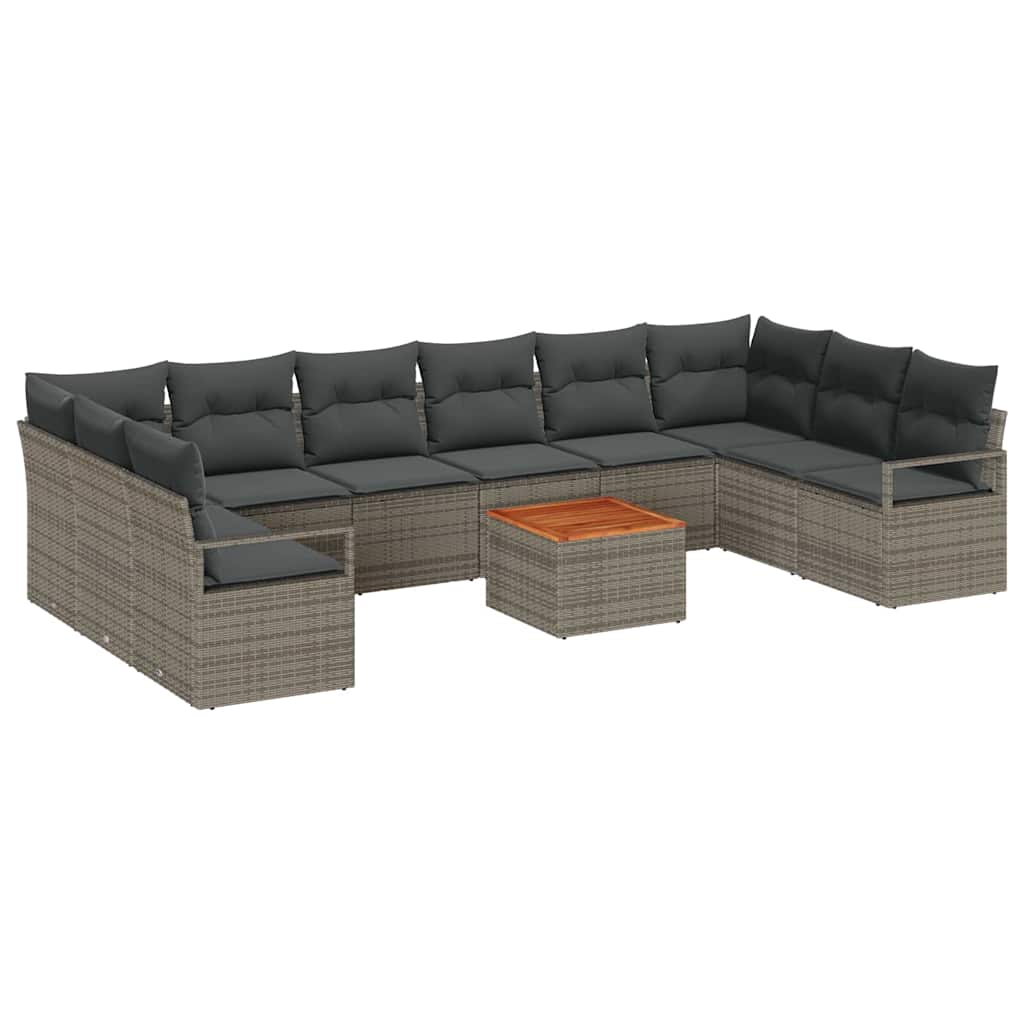 Set Divano da Giardino 11 pcs Grigio polyrattan | homemem39