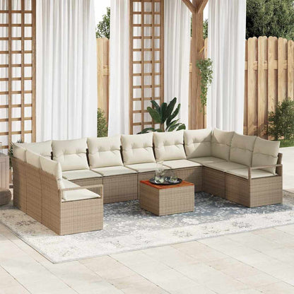 Set Divano da Giardino 11 pcs Beige e Crema polyrattan | homemem39