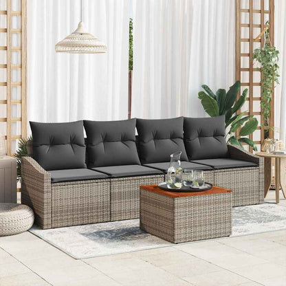 Set Divano da Giardino 5 pcs Grigio polyrattan | homemem39