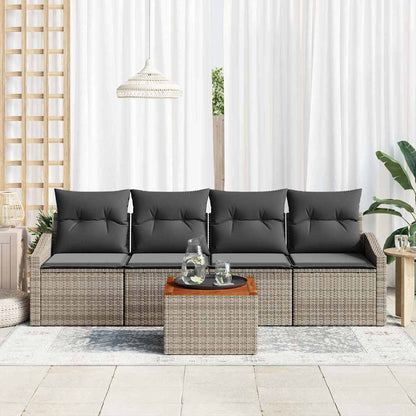 Set Divano da Giardino 5 pcs Grigio polyrattan | homemem39