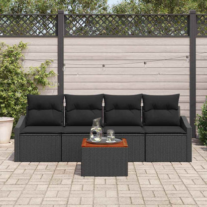 Set Divano da Giardino con archiviazione 5 pcs Nero polyrattan | homemem39