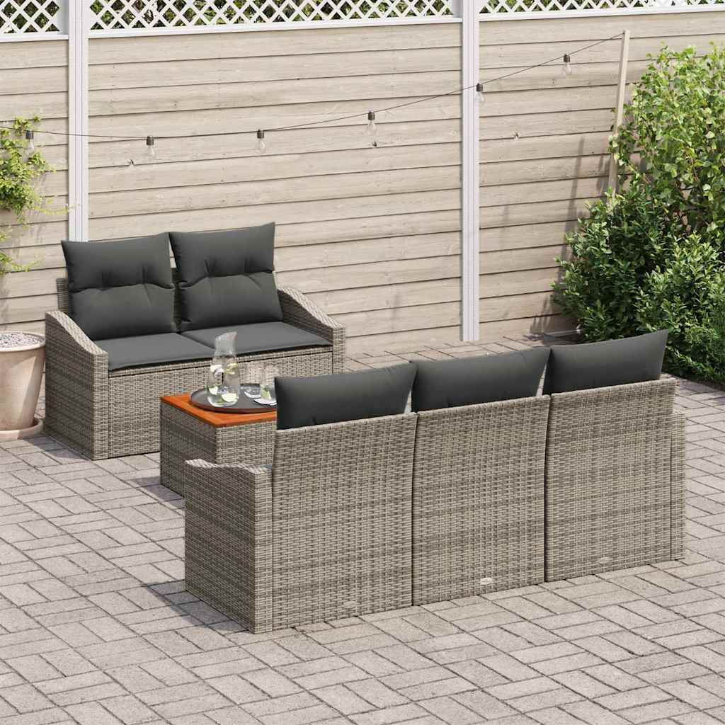 Set Divano da Giardino 6 pcs Grigio polyrattan | homemem39