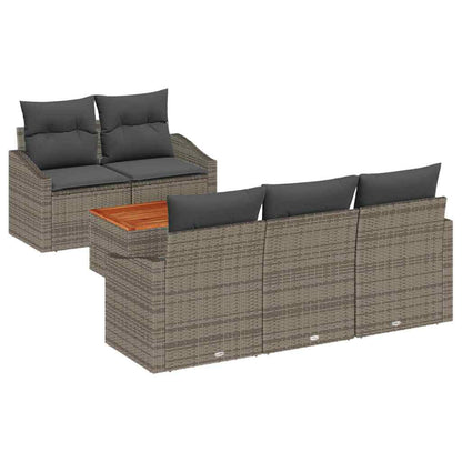 Set Divano da Giardino 6 pcs Grigio polyrattan | homemem39